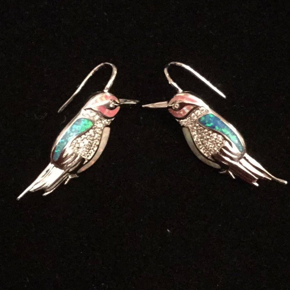 Hummingbird Opalite Inlay Earrings - Picture 5 of 5